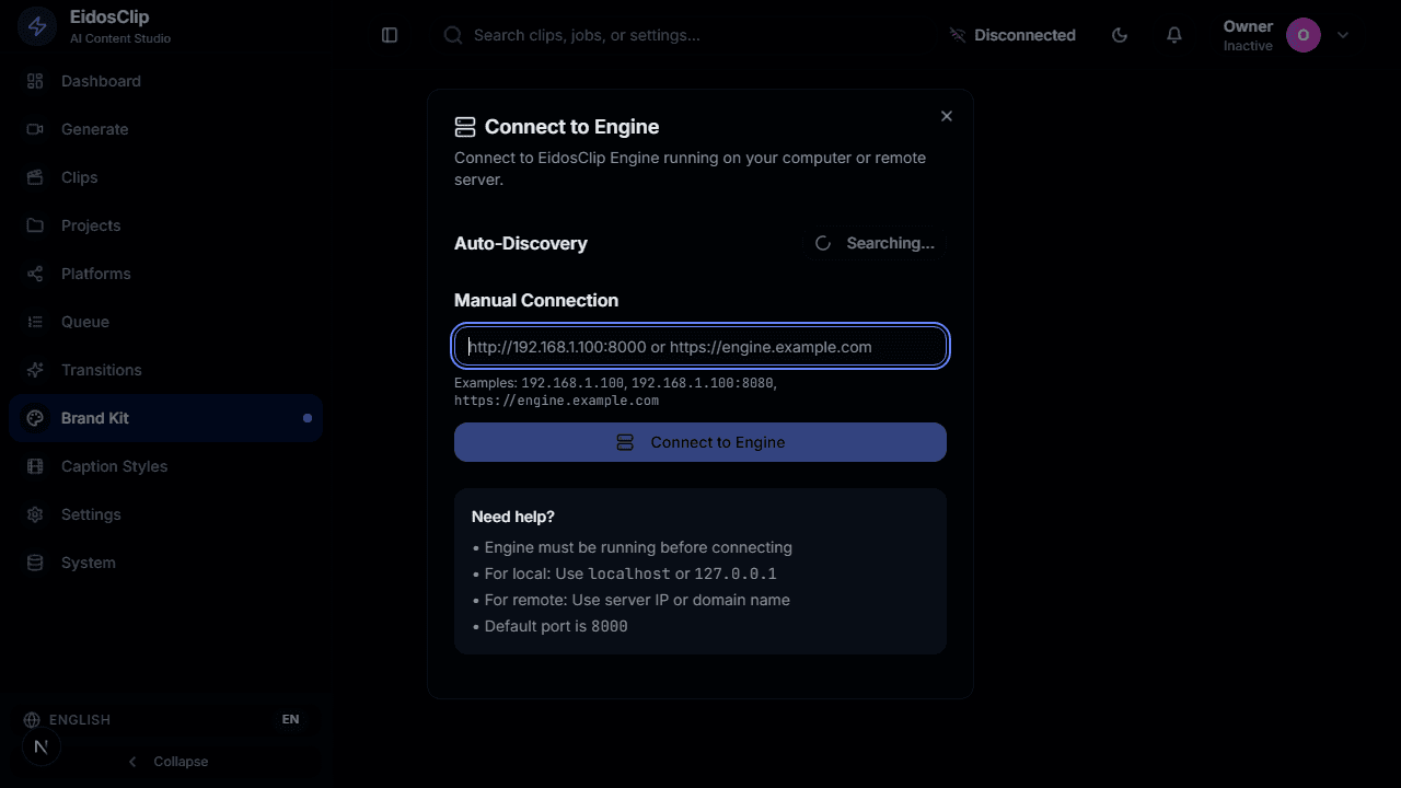 EidosClip brand kit configuration